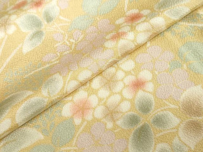平和屋着物●上質な小紋 草花文 鬼しぼ縮緬 正絹 逸品 DABF1427ud
