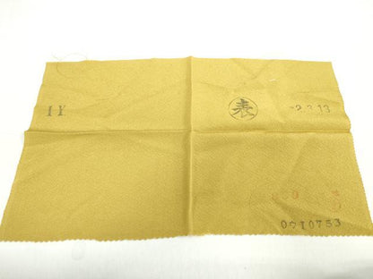 平和屋着物●上質な色無地　芥子色　反端付き　正絹　逸品　未使用　DABF1428ud