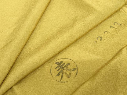 平和屋着物●上質な色無地　芥子色　反端付き　正絹　逸品　未使用　DABF1428ud