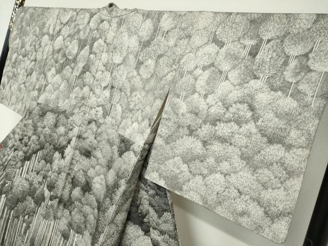 平和屋着物●琉染の創設者　山岡古都　水墨書　訪問着　北山杉　日本風景　正絹　逸品　DABF1429ud