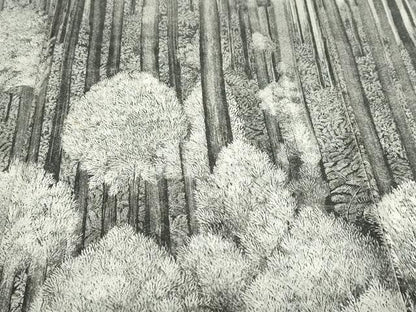 平和屋着物●琉染の創設者　山岡古都　水墨書　訪問着　北山杉　日本風景　正絹　逸品　DABF1429ud
