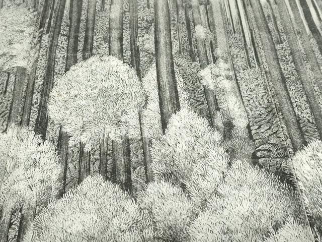 平和屋着物●琉染の創設者　山岡古都　水墨書　訪問着　北山杉　日本風景　正絹　逸品　DABF1429ud