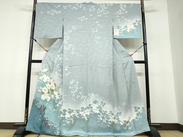 平和屋着物●訪問着　作家物　草花文　シルエット　暈し染め　正絹　逸品　未使用　DABF1430ud