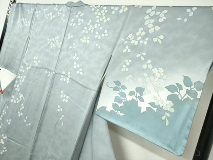 平和屋着物●訪問着　作家物　草花文　シルエット　暈し染め　正絹　逸品　未使用　DABF1430ud