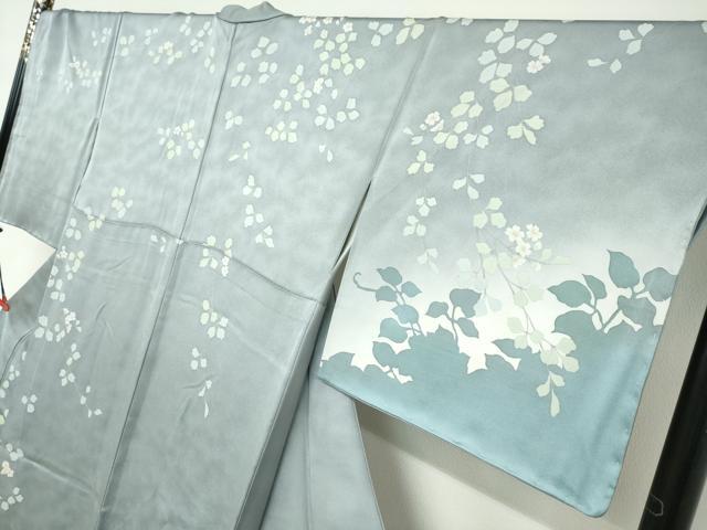 平和屋着物●訪問着　作家物　草花文　シルエット　暈し染め　正絹　逸品　未使用　DABF1430ud