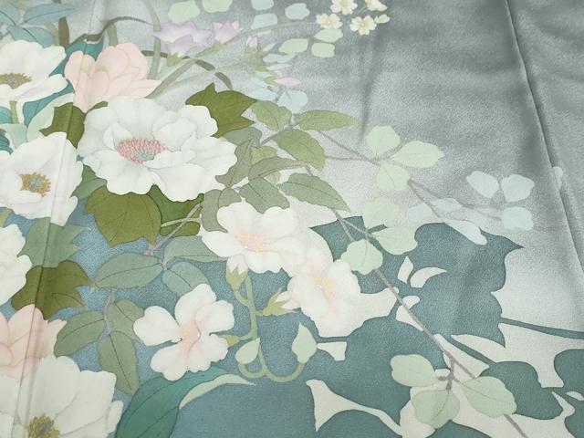 平和屋着物●訪問着　作家物　草花文　シルエット　暈し染め　正絹　逸品　未使用　DABF1430ud