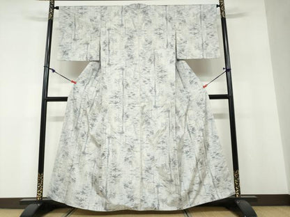 平和屋着物●本場大島紬　白大島　9マルキ　総絣　笹竹文　正絹　逸品　DABF1436ud