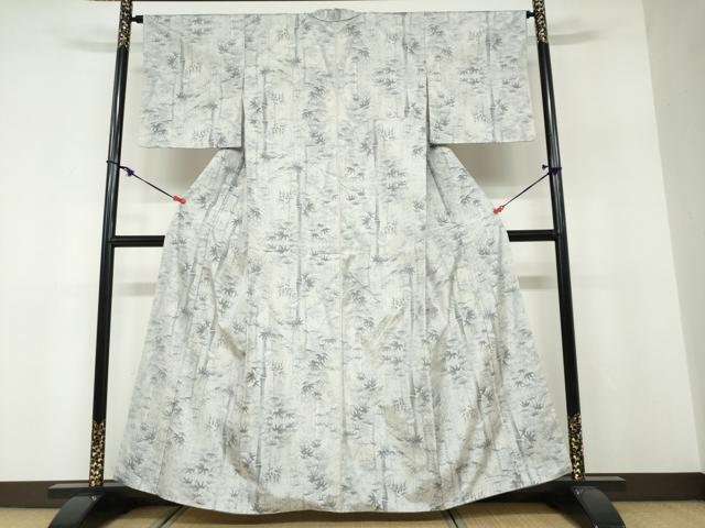 平和屋着物●本場大島紬　白大島　9マルキ　総絣　笹竹文　正絹　逸品　DABF1436ud