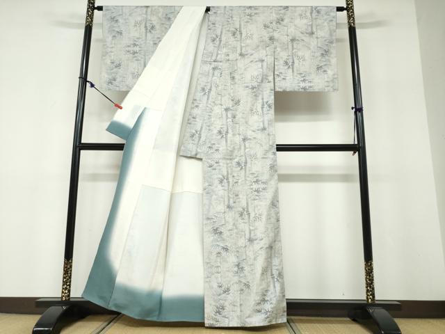 平和屋着物●本場大島紬　白大島　9マルキ　総絣　笹竹文　正絹　逸品　DABF1436ud