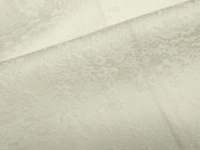 平和屋着物●豪華振袖　草花地紋　練色　正絹　逸品　DABF1439ud