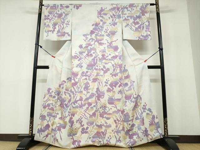 平和屋着物●訪問着　草花文　正絹　逸品　DABF1440ud