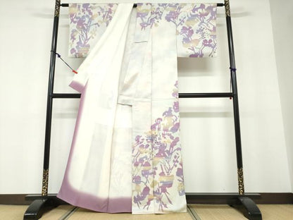 平和屋着物●訪問着　草花文　正絹　逸品　DABF1440ud