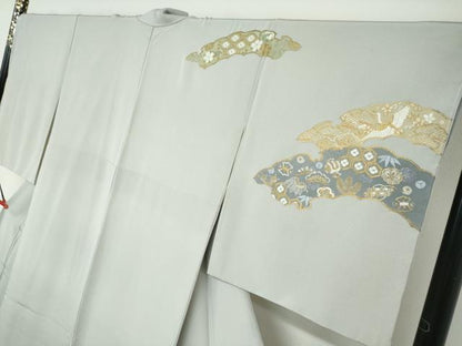 平和屋着物●中国三大刺繍 相良刺繍 訪問着 駒刺繍 立波吉祥草花文 金銀糸 正絹 逸品 未使用 DABF1442ud