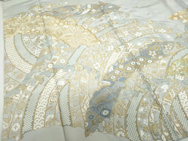 平和屋着物●中国三大刺繍 相良刺繍 訪問着 駒刺繍 立波吉祥草花文 金銀糸 正絹 逸品 未使用 DABF1442ud
