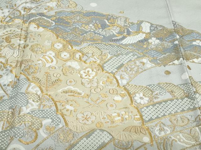平和屋着物●中国三大刺繍 相良刺繍 訪問着 駒刺繍 立波吉祥草花文 金銀糸 正絹 逸品 未使用 DABF1442ud