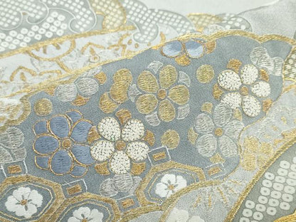 平和屋着物●中国三大刺繍 相良刺繍 訪問着 駒刺繍 立波吉祥草花文 金銀糸 正絹 逸品 未使用 DABF1442ud