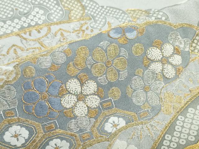 平和屋着物●中国三大刺繍 相良刺繍 訪問着 駒刺繍 立波吉祥草花文 金銀糸 正絹 逸品 未使用 DABF1442ud