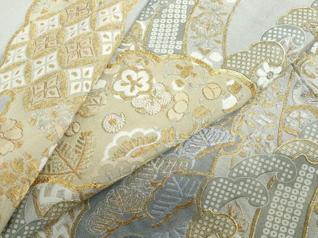 平和屋着物●中国三大刺繍 相良刺繍 訪問着 駒刺繍 立波吉祥草花文 金銀糸 正絹 逸品 未使用 DABF1442ud