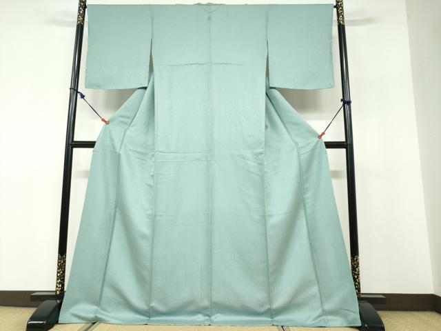 平和屋着物●上質な色無地 霞地紋 青竹色 正絹 逸品 DABF1444ud