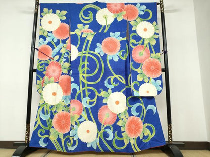 平和屋着物●名門　藤娘きぬたや・総絞り　振袖　草花文　正絹　逸品　DABF1445ud