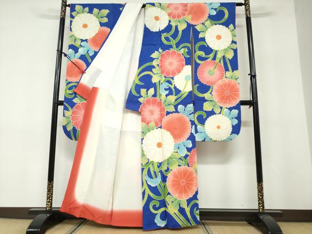 平和屋着物●名門　藤娘きぬたや・総絞り　振袖　草花文　正絹　逸品　DABF1445ud