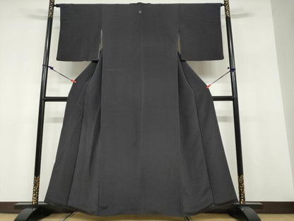 平和屋着物●江戸小紋 万筋 黒色×煤色 正絹 逸品 DABF1449ud