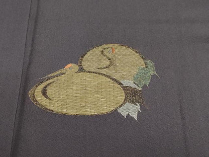 平和屋着物●訪問着 竹屋町刺繍 群鶴文 正絹 逸品 DABF1451ud