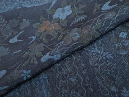 平和屋着物●小林文次郎 訪問着 流水草花文 鬼しぼ縮緬 正絹 逸品 DABF1452ud