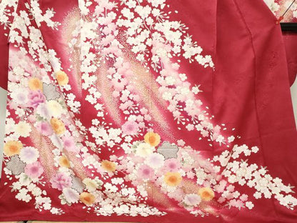平和屋着物●豪華振袖 草花文 暈し染め 金銀彩 正絹 逸品 DABF1454ud
