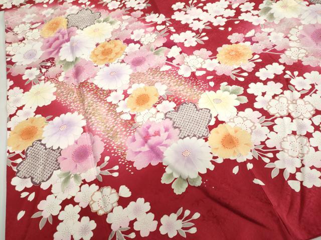 平和屋着物●豪華振袖 草花文 暈し染め 金銀彩 正絹 逸品 DABF1454ud