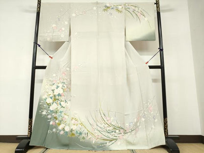 平和屋着物●訪問着 友禅 枝花文 暈し染め 正絹 逸品 DABF1455ud