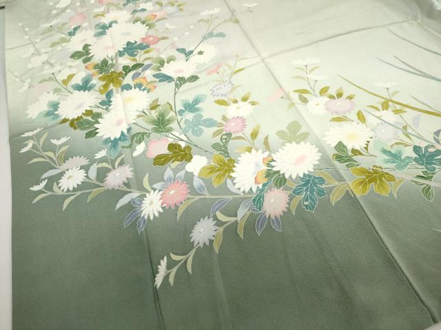 平和屋着物●訪問着 友禅 枝花文 暈し染め 正絹 逸品 DABF1455ud