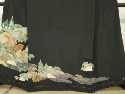 平和屋着物●森青山 黒留袖 浜松文 金彩 正絹 逸品 未使用 DABF1458ud