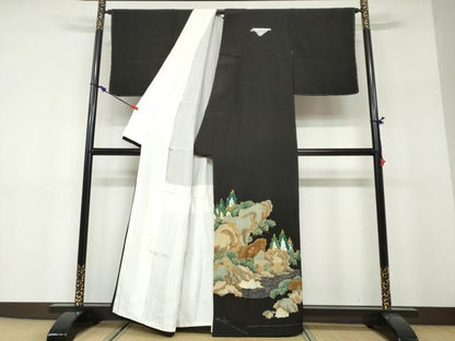平和屋着物●森青山 黒留袖 浜松文 金彩 正絹 逸品 未使用 DABF1458ud