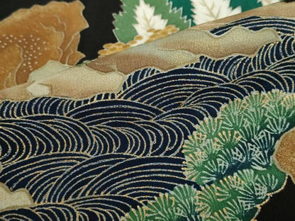 平和屋着物●森青山 黒留袖 浜松文 金彩 正絹 逸品 未使用 DABF1458ud