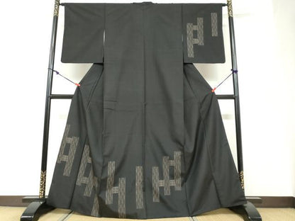 平和屋着物●本場縞大島紬　訪問着　抽象文様　正絹　逸品　DABF1465ud