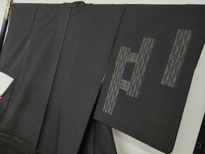 平和屋着物●本場縞大島紬　訪問着　抽象文様　正絹　逸品　DABF1465ud