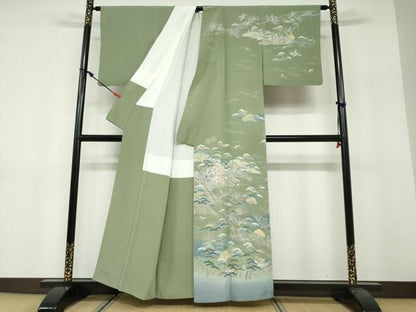 平和屋着物●訪問着　友禅　作家物　風景草花文　暈し染め　正絹　逸品　DABF1466ud
