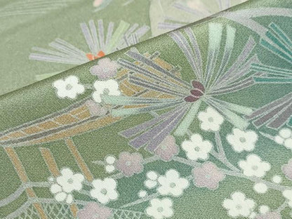 平和屋着物●訪問着　友禅　作家物　風景草花文　暈し染め　正絹　逸品　DABF1466ud