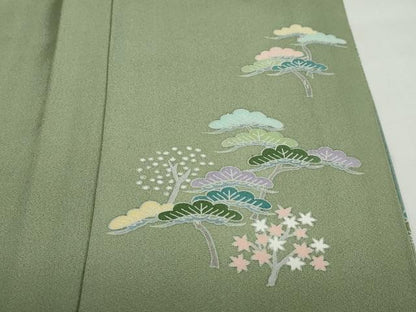 平和屋着物●訪問着　友禅　作家物　風景草花文　暈し染め　正絹　逸品　DABF1466ud