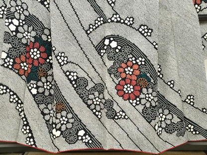 平和屋着物●豪華振袖　総絞り　草花文　黒地　正絹　逸品　DABF1467ud