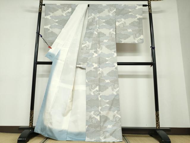 平和屋着物●本場大島紬　白大島　9マルキ　雲取り几帳文　正絹　逸品　DABF1468ud