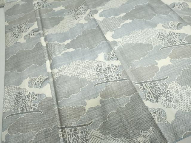 平和屋着物●本場大島紬　白大島　9マルキ　雲取り几帳文　正絹　逸品　DABF1468ud