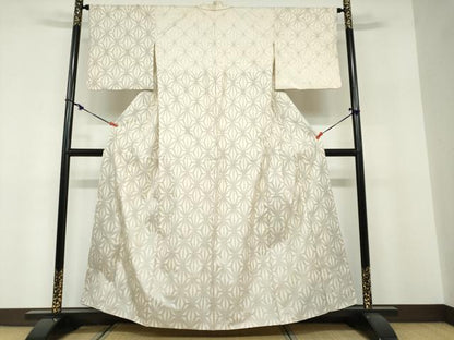 平和屋着物●本場大島紬　白大島　9マルキ　麻の葉文様　正絹　逸品　DABF1472ud