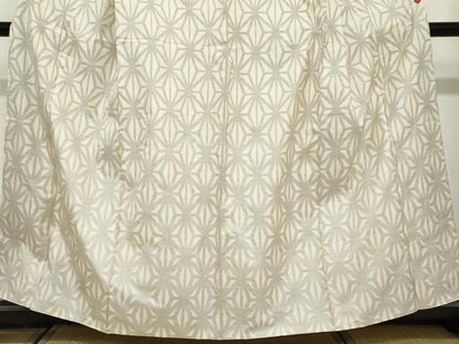 平和屋着物●本場大島紬　白大島　9マルキ　麻の葉文様　正絹　逸品　DABF1472ud