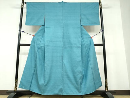 平和屋着物●上質な紬　縹色　正絹　逸品　未使用　DABF1473ud