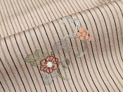 平和屋着物●訪問着　お召地　総刺繍　駒刺繍　花鳥文　金糸　正絹　逸品　DABF1478ud