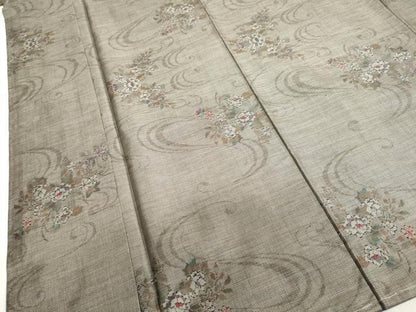 平和屋着物●本場大島紬　9マルキ　流水草花文　正絹　逸品　未使用　DABF1479ud