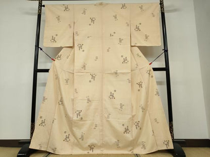 平和屋着物●上質なお召　絣文様　正絹　逸品　未使用　DABF1480ud
