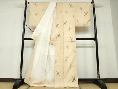 平和屋着物●上質なお召　絣文様　正絹　逸品　未使用　DABF1480ud